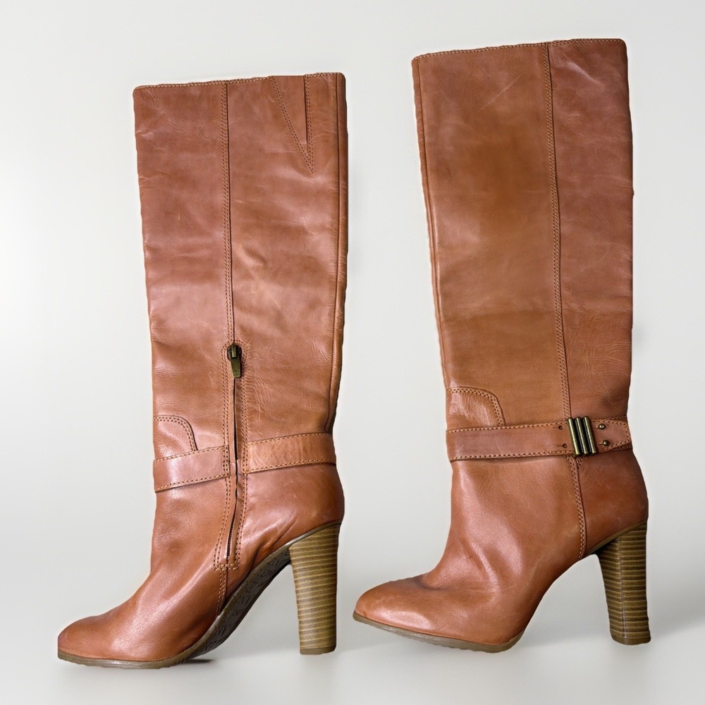 Enzo Angiolini Boots Women 9 Camel Heel Knee High Leather Caramel New (Other)